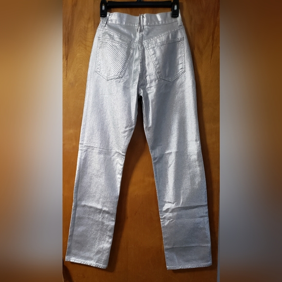 Madewell The '90s Straight Jeans High Rise in Silver Foil size 25 nwt - Picture 8 of 8
